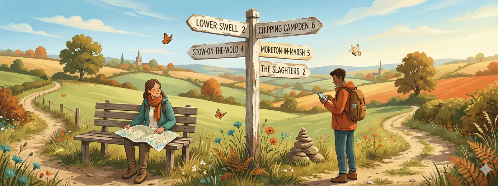 Illustrated sitemap showing interconnected pages and navigation