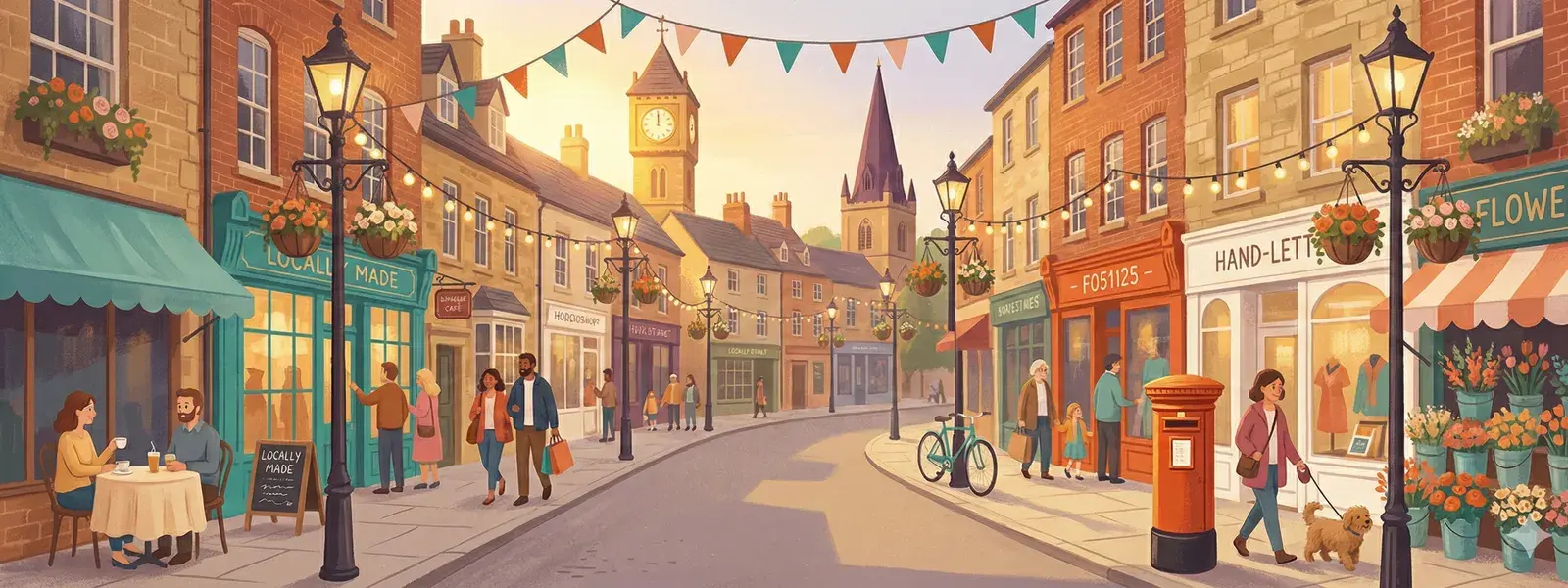 Illustrated map of UK towns and villages